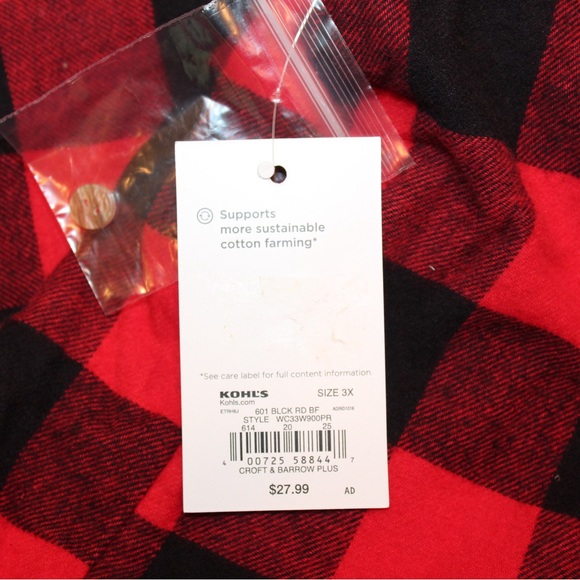 Croft & Barrow Buffalo plaid flannel shirt (women’s 3X) (NWT) - Picture 9 of 10